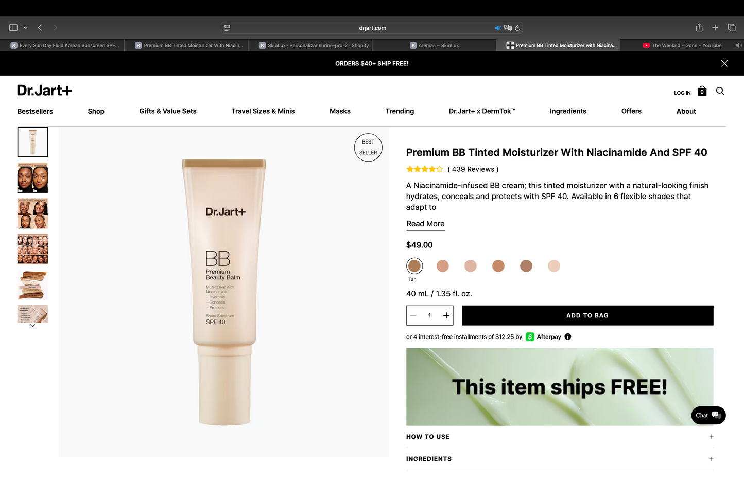 Premium BB Tinted Moisturizer With Niacinamide And SPF 40